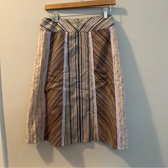 J.Jill striped patchwork A-line skirt Vintage Cottagecore Cabincore Size 12 - Picture 4 of 11